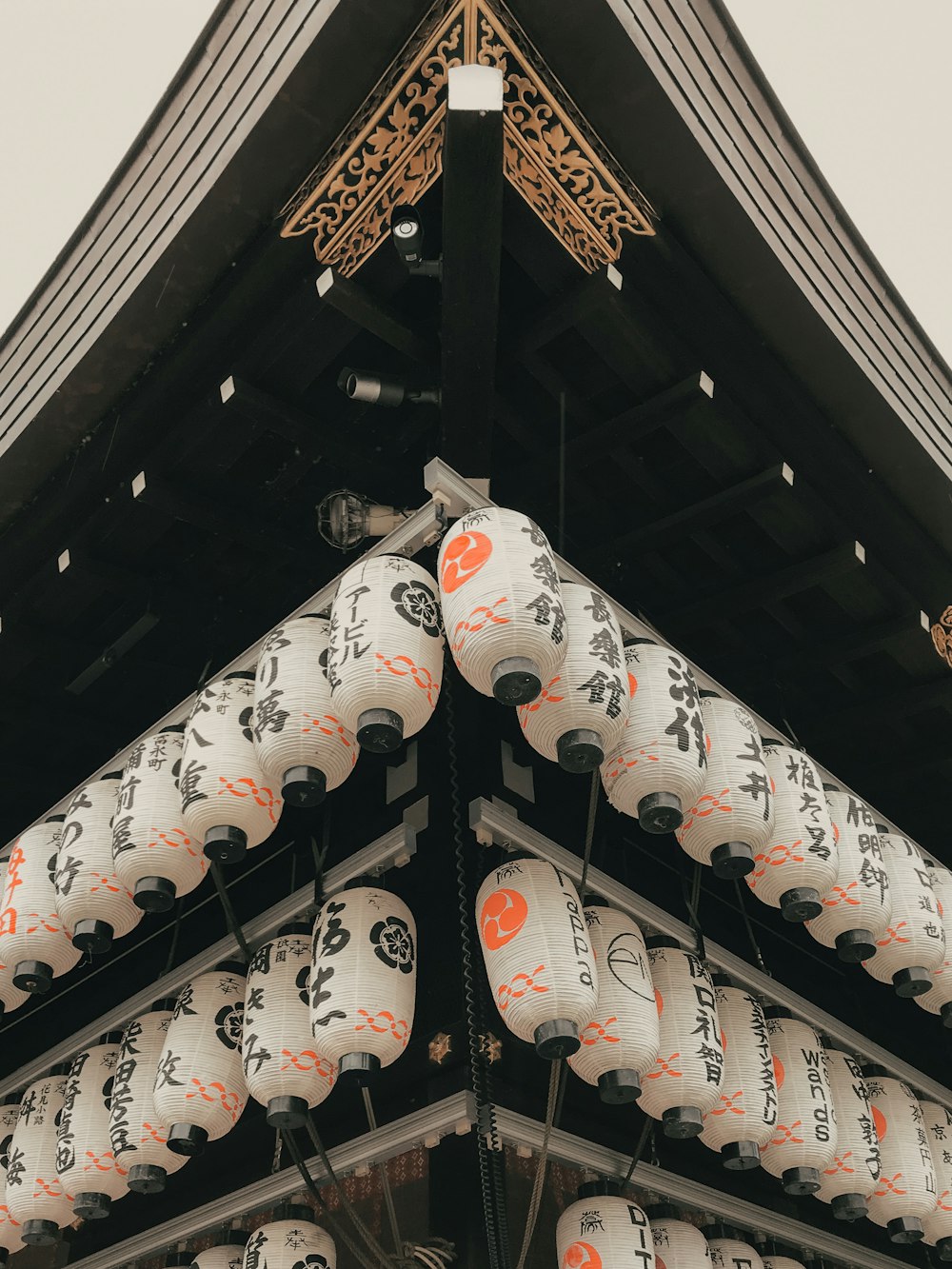 white and black Chinese lantern lamp