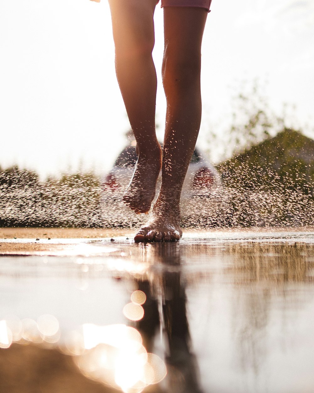 person walking on water