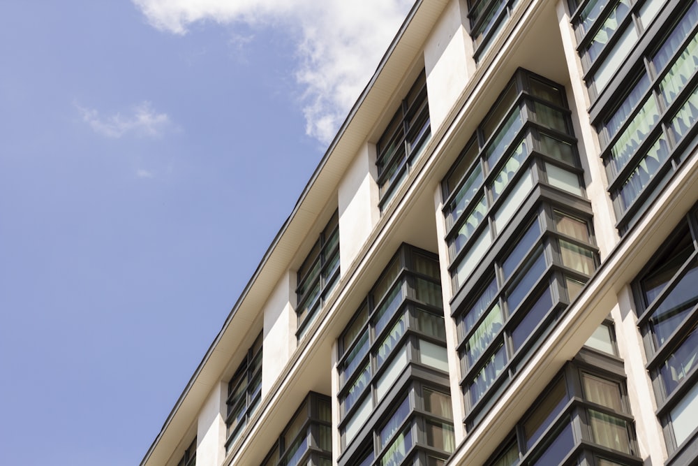 white and brown concrete building under blue and white skies