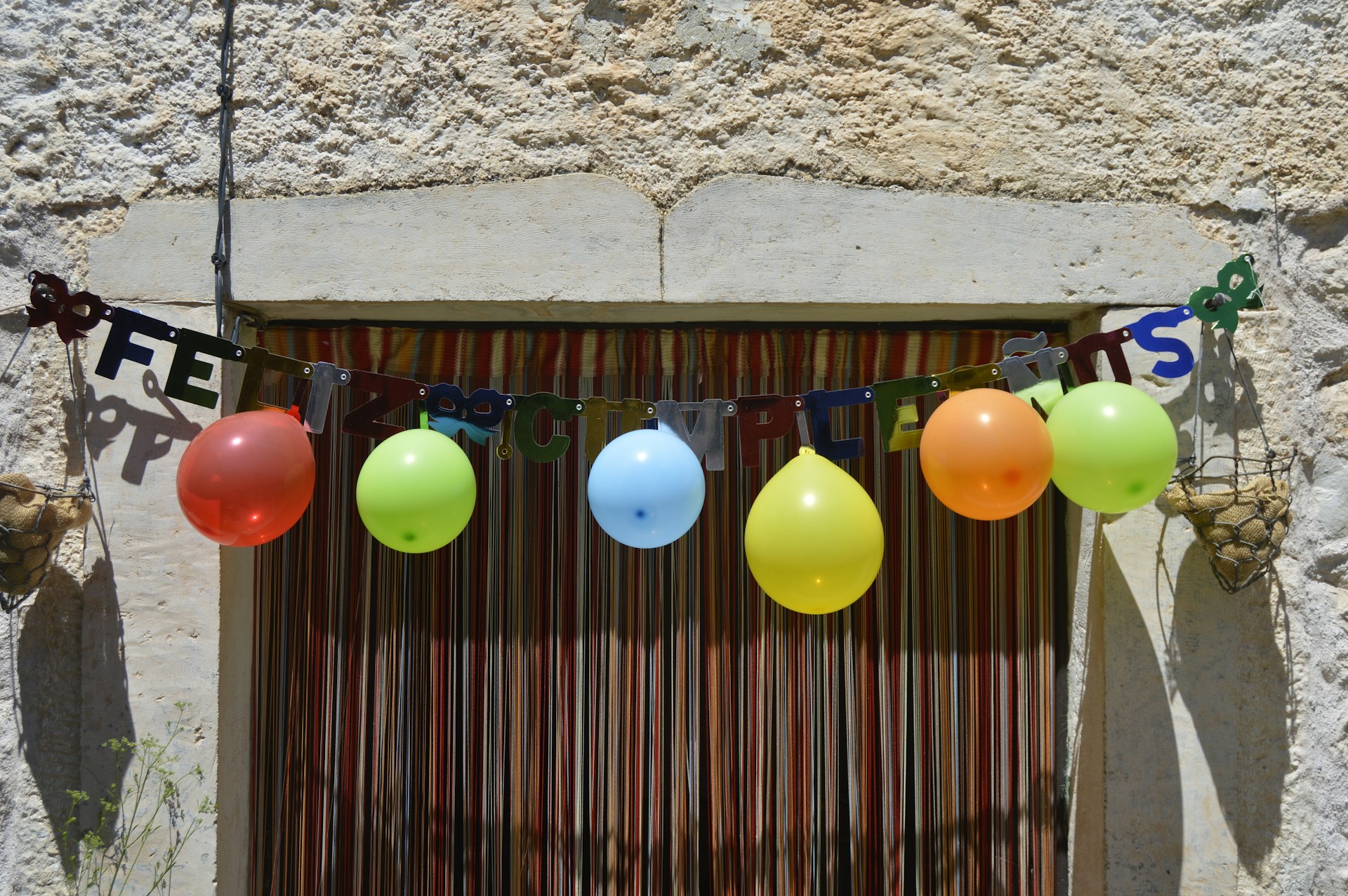 A festive graduation party scene with friends celebrating, balloons, and a banner that reads 'Vive tu éxito'.