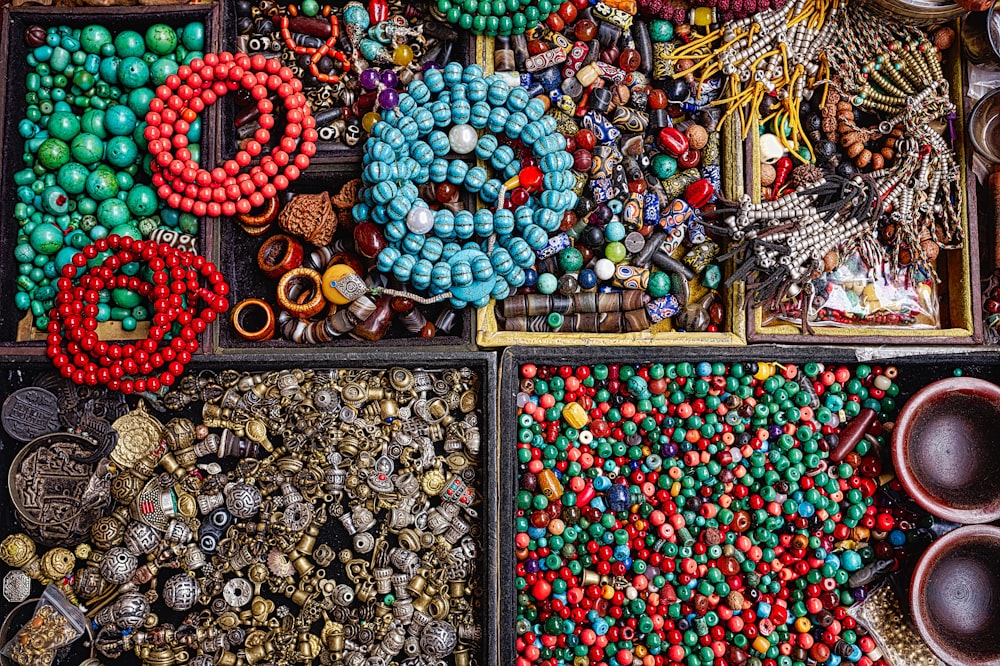 assorted beads in boxes lot