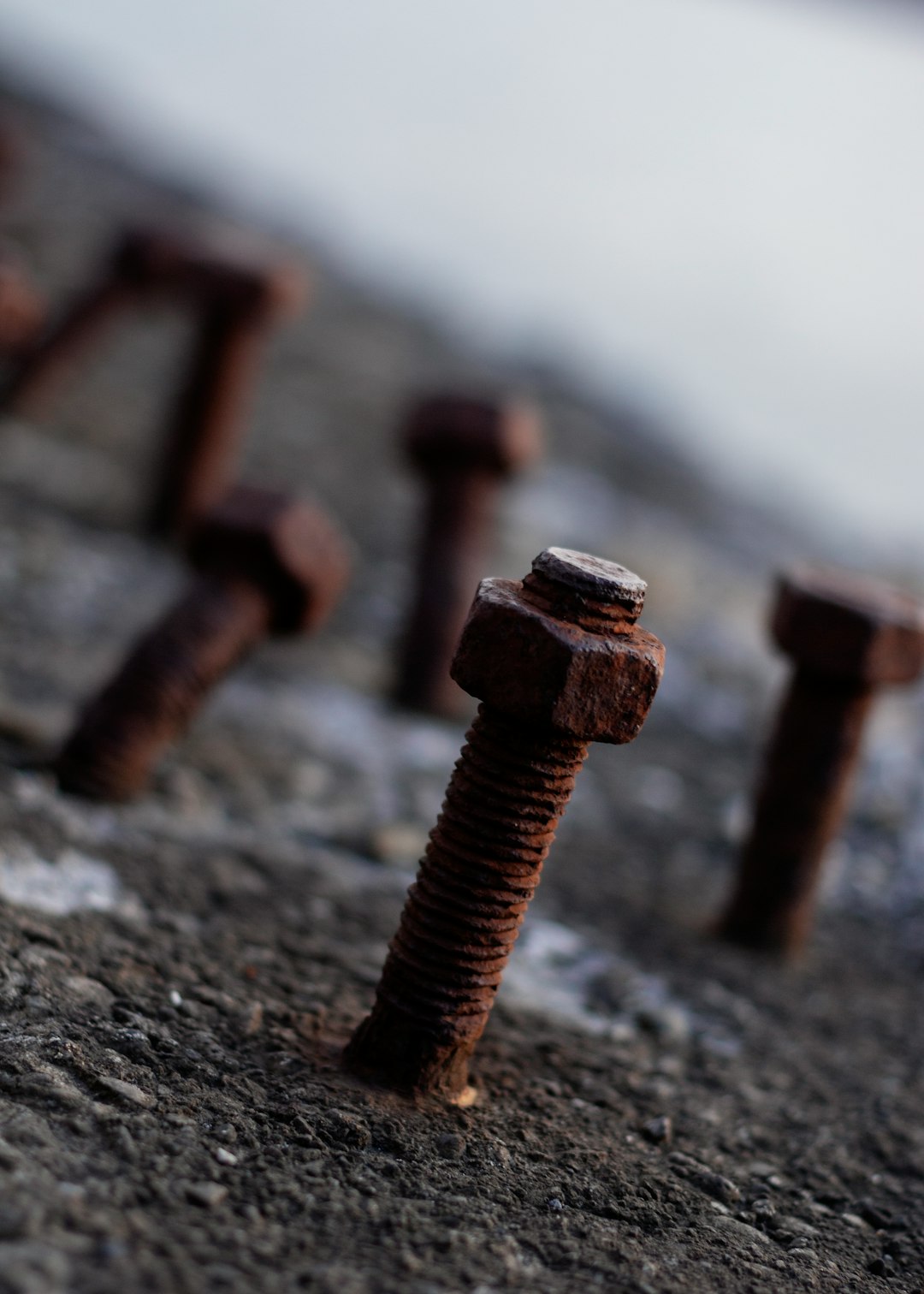 brown rusted bolts