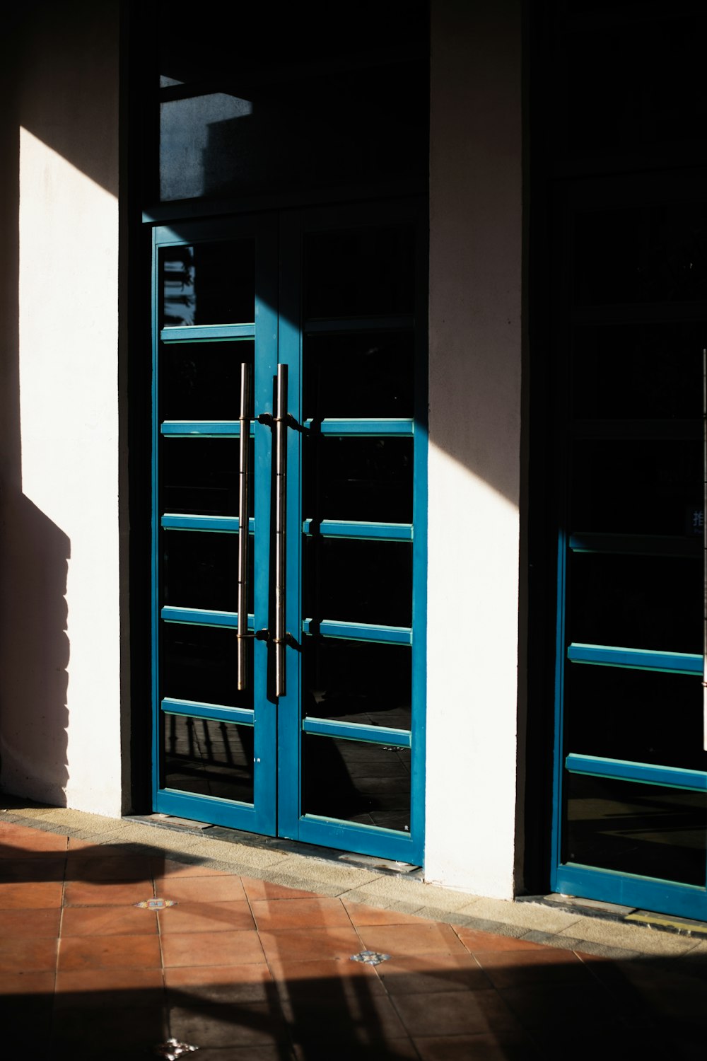 blue panel door