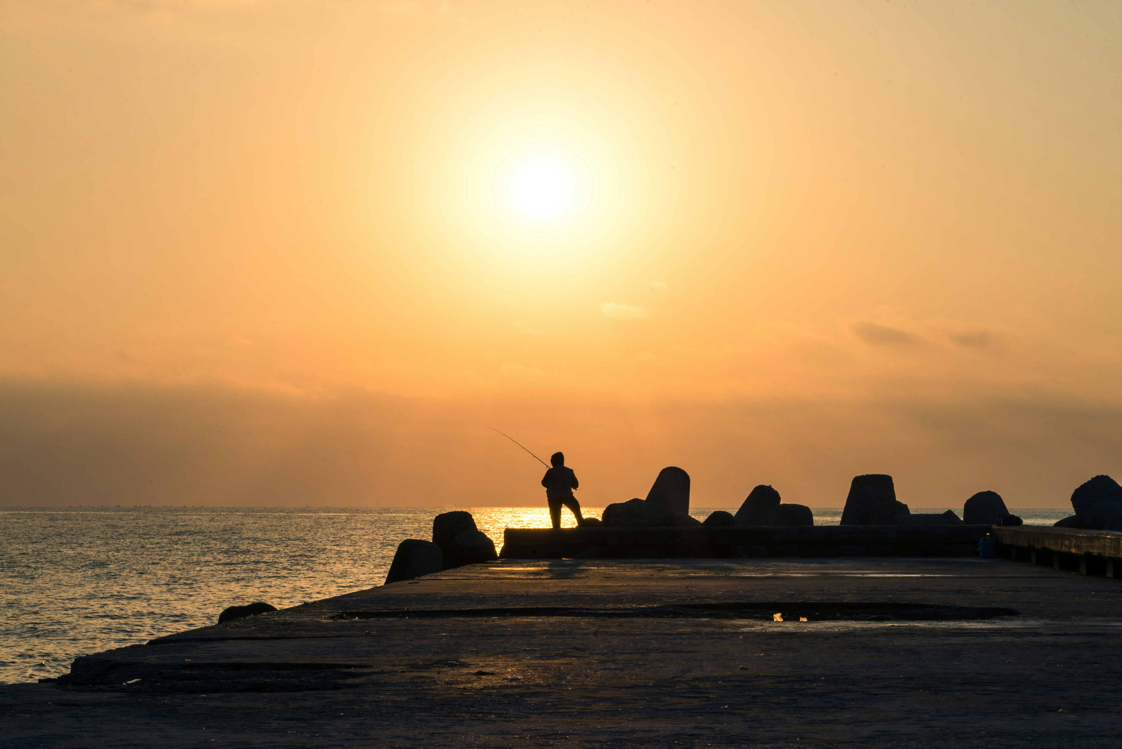 Person, die Angelrute hält