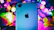 Close-up of a sleek iPhone with a blue and white background reflecting the brand colors.