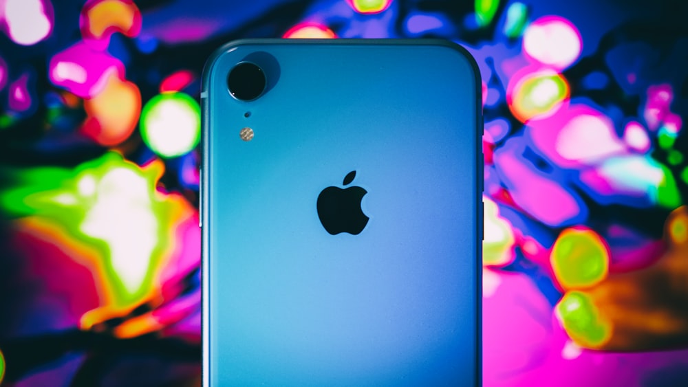 blue Apple iPhone smartphone