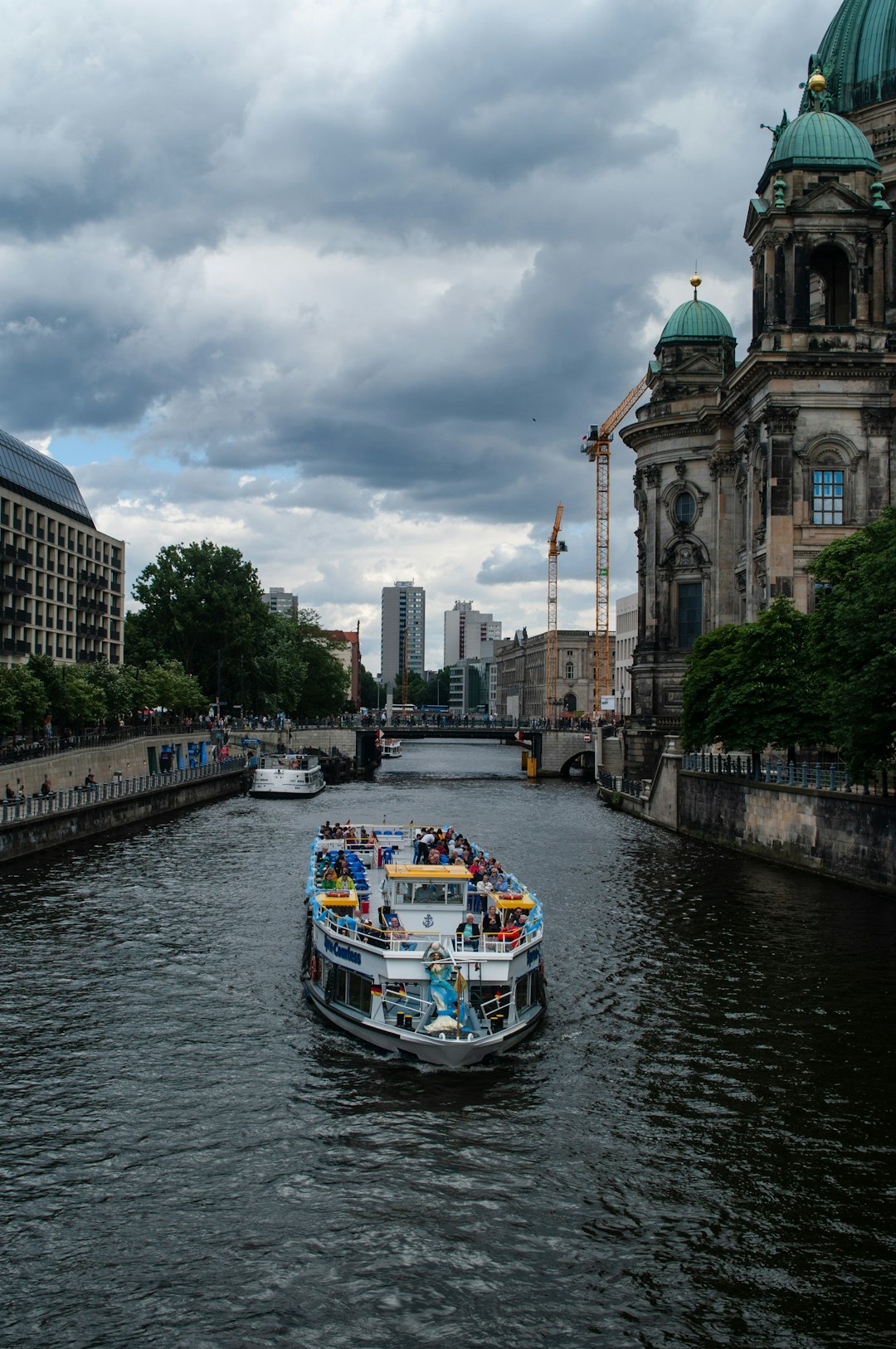 white boat on a river