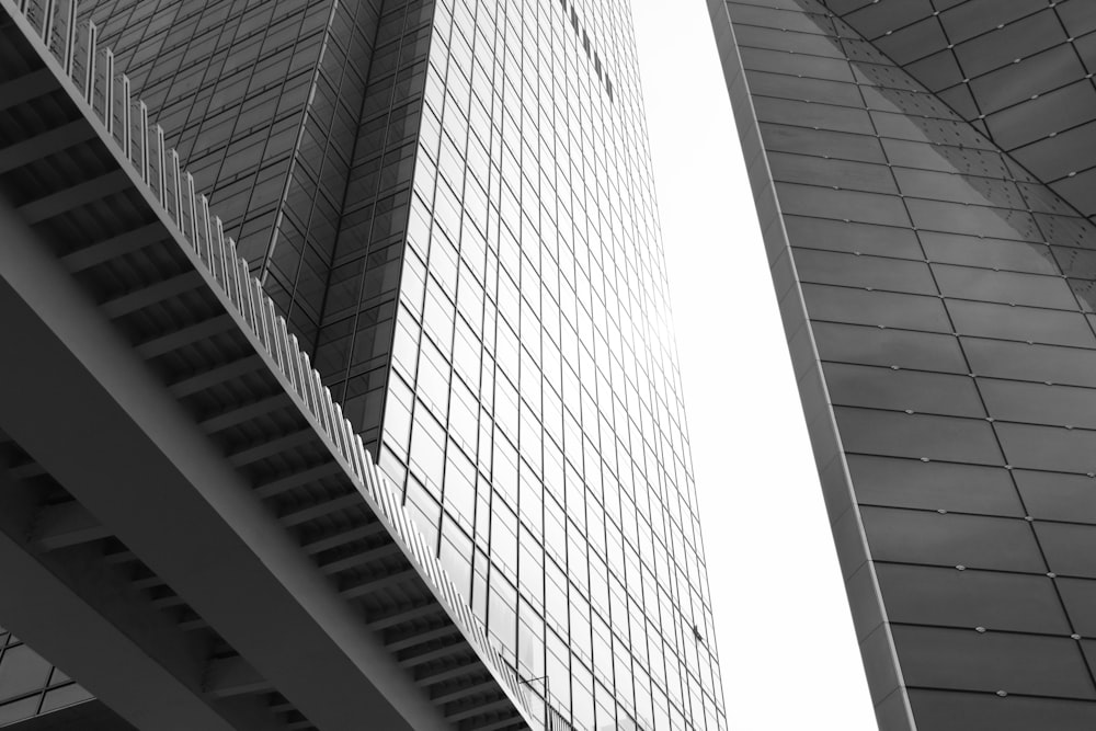 low angle photography of glass curtain building