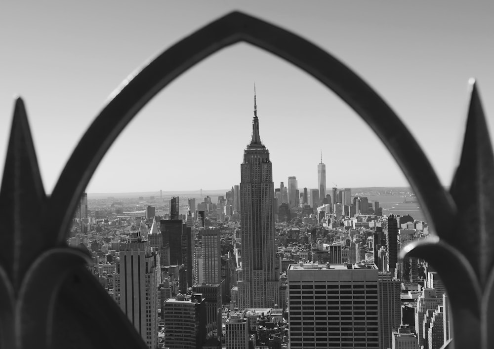 grayscale photography of Empire State building