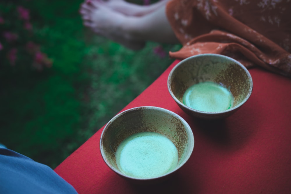 pair of teal bowls