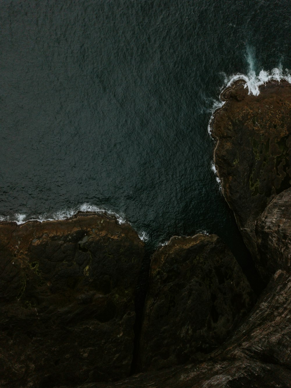 a person standing on a cliff with a surfboard