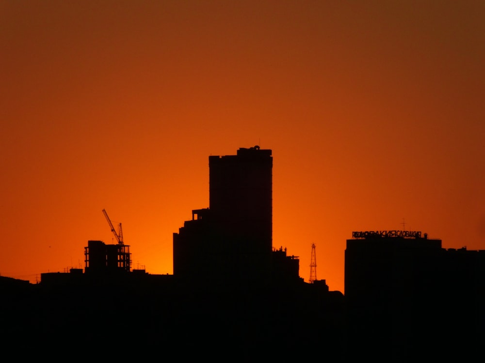 silhouette of buildings during golden hour