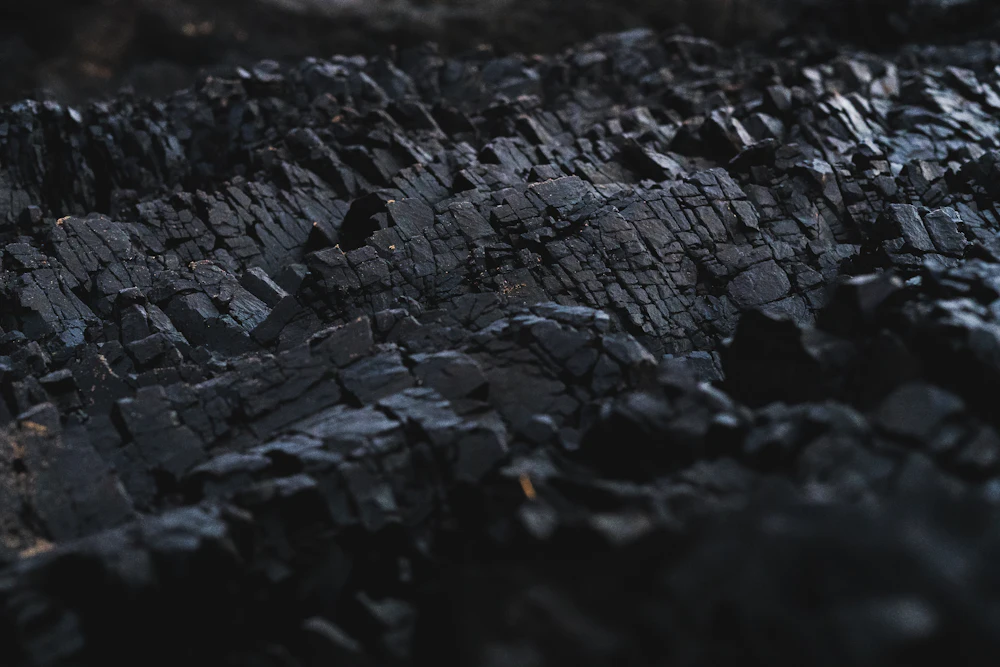 Close view of black coal