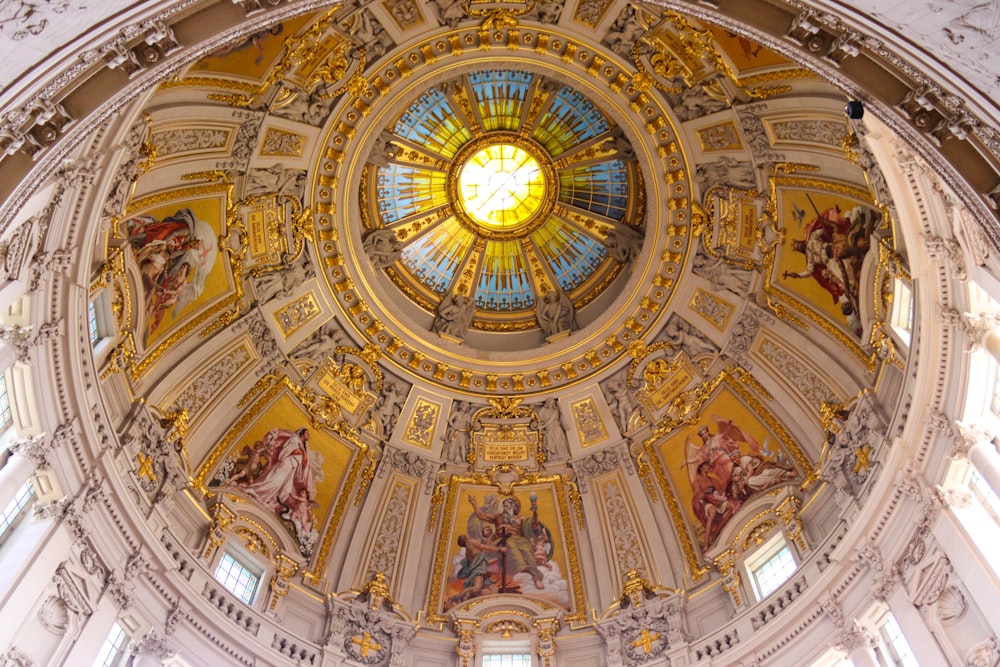 church ceiling with paintings