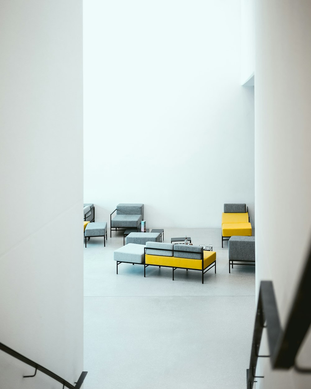 yellow and gray sofa set