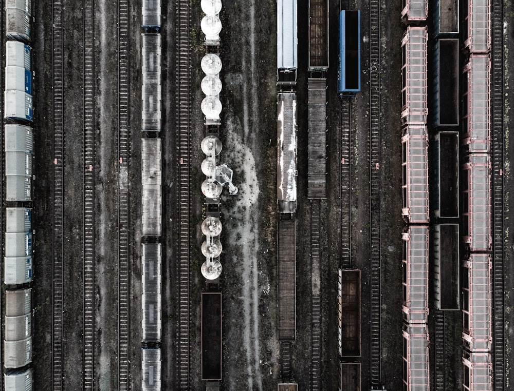 aerial photography of trains on railway