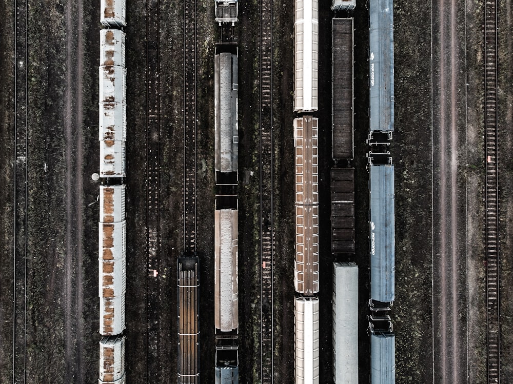 aerial view of trains