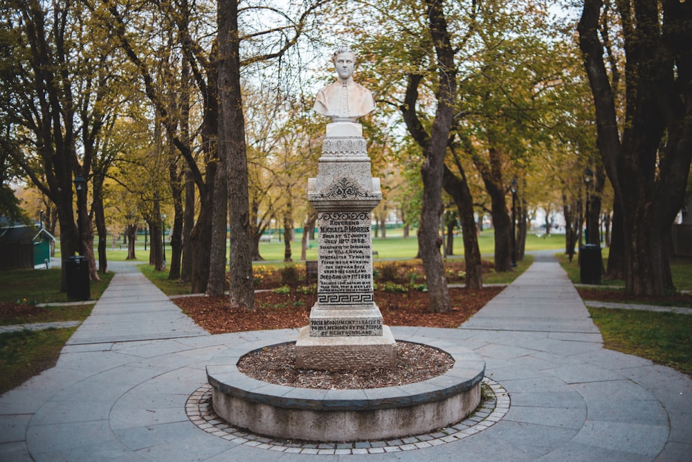 estátua do homem perto das árvores