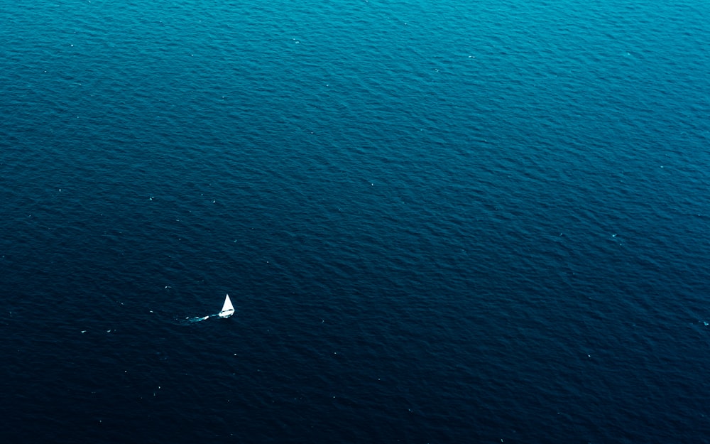 fotografia aerea della barca a vela sullo specchio d'acqua durante il giorno