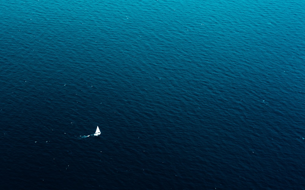 Photographie aérienne d’un voilier sur un plan d’eau pendant la journée