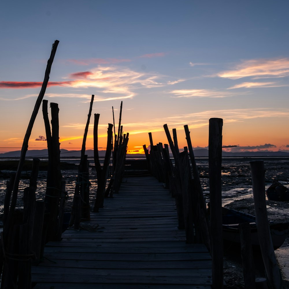 empty dock during golden hour