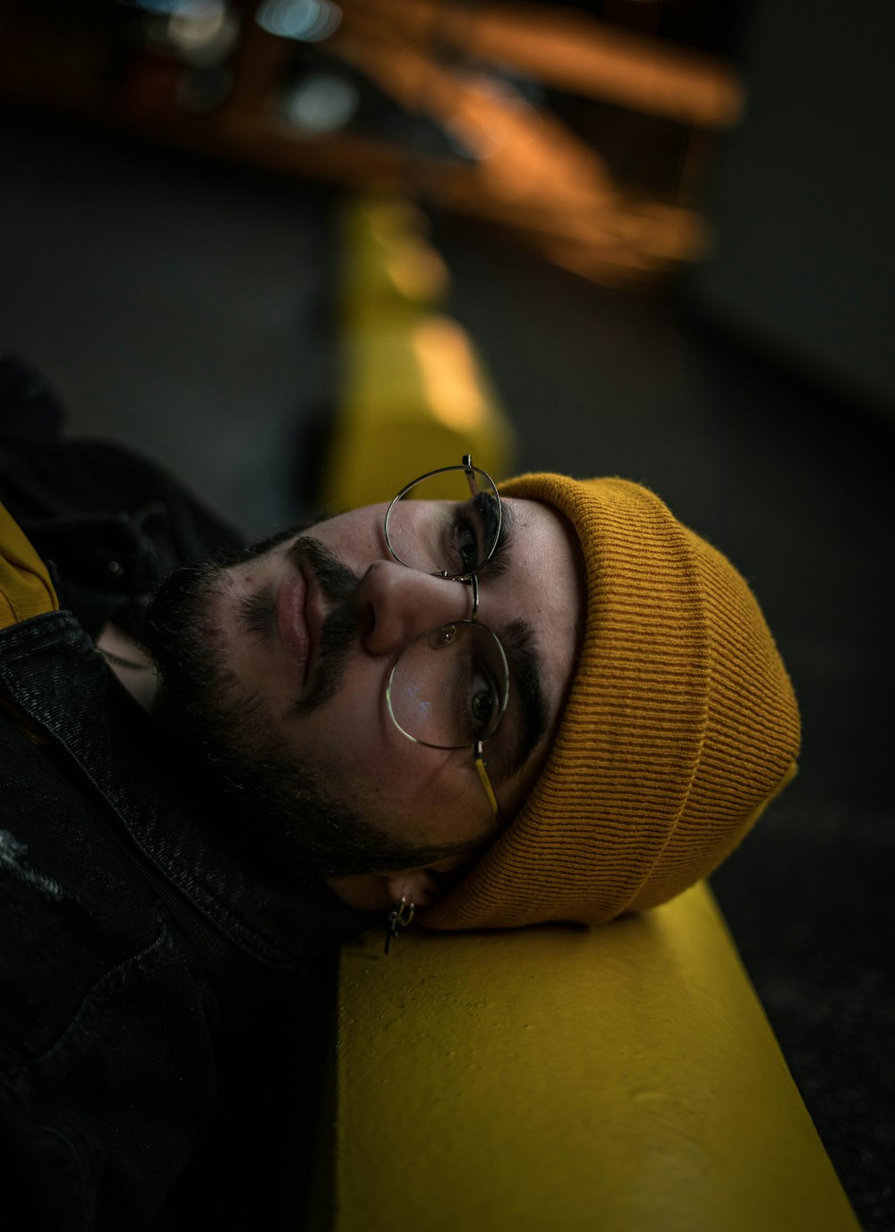 man wearing black framed eyeglasses