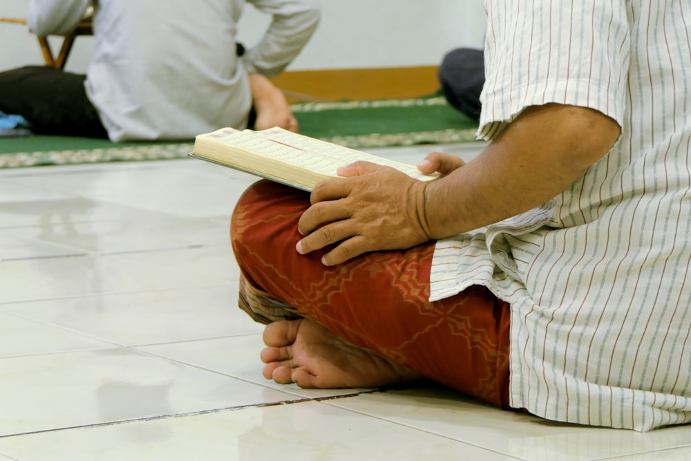 man reading book