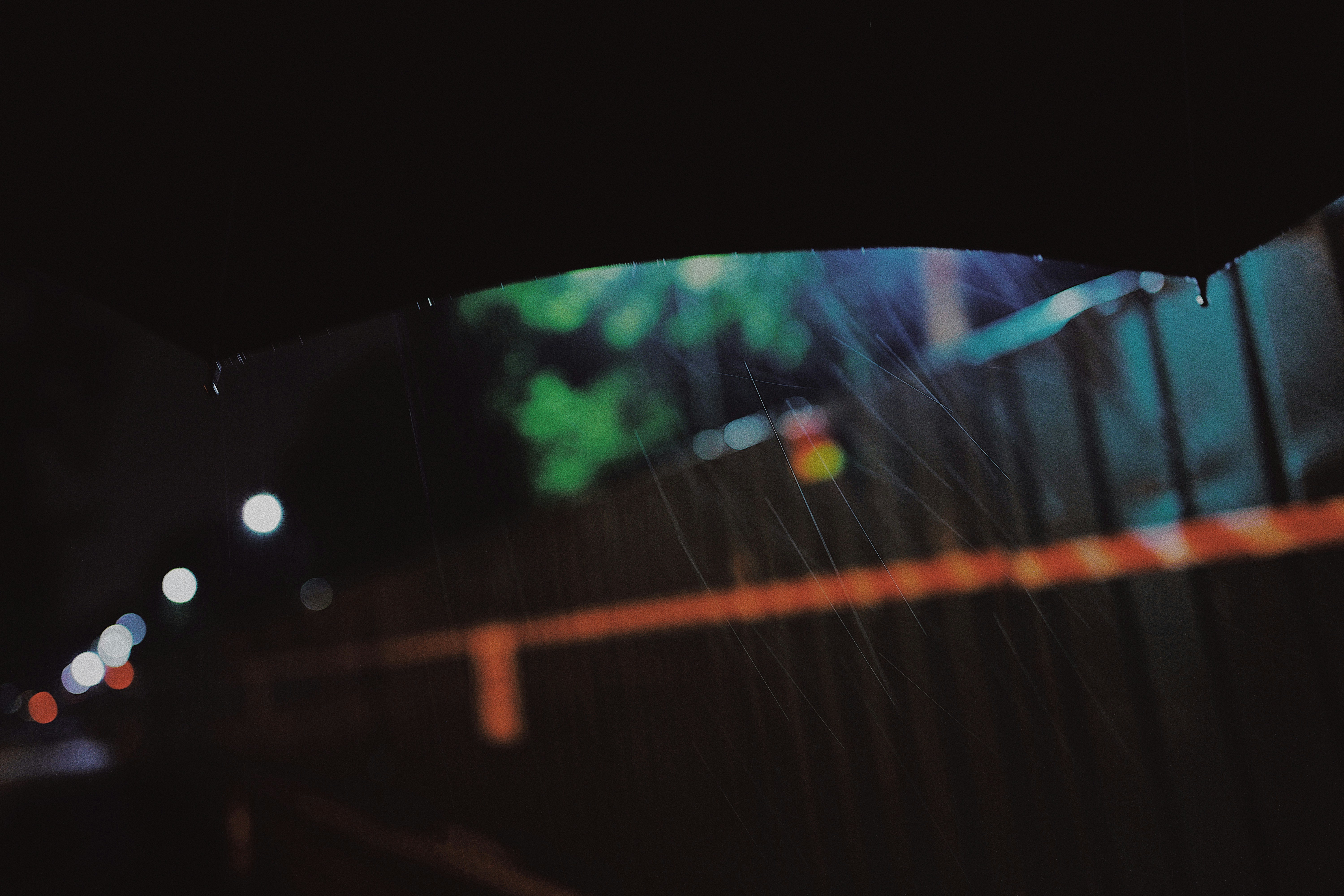 view of black umbrella under the rain