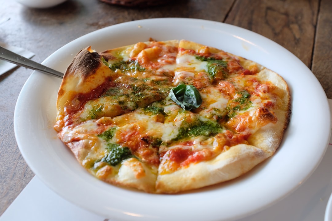 plate of pizza on table