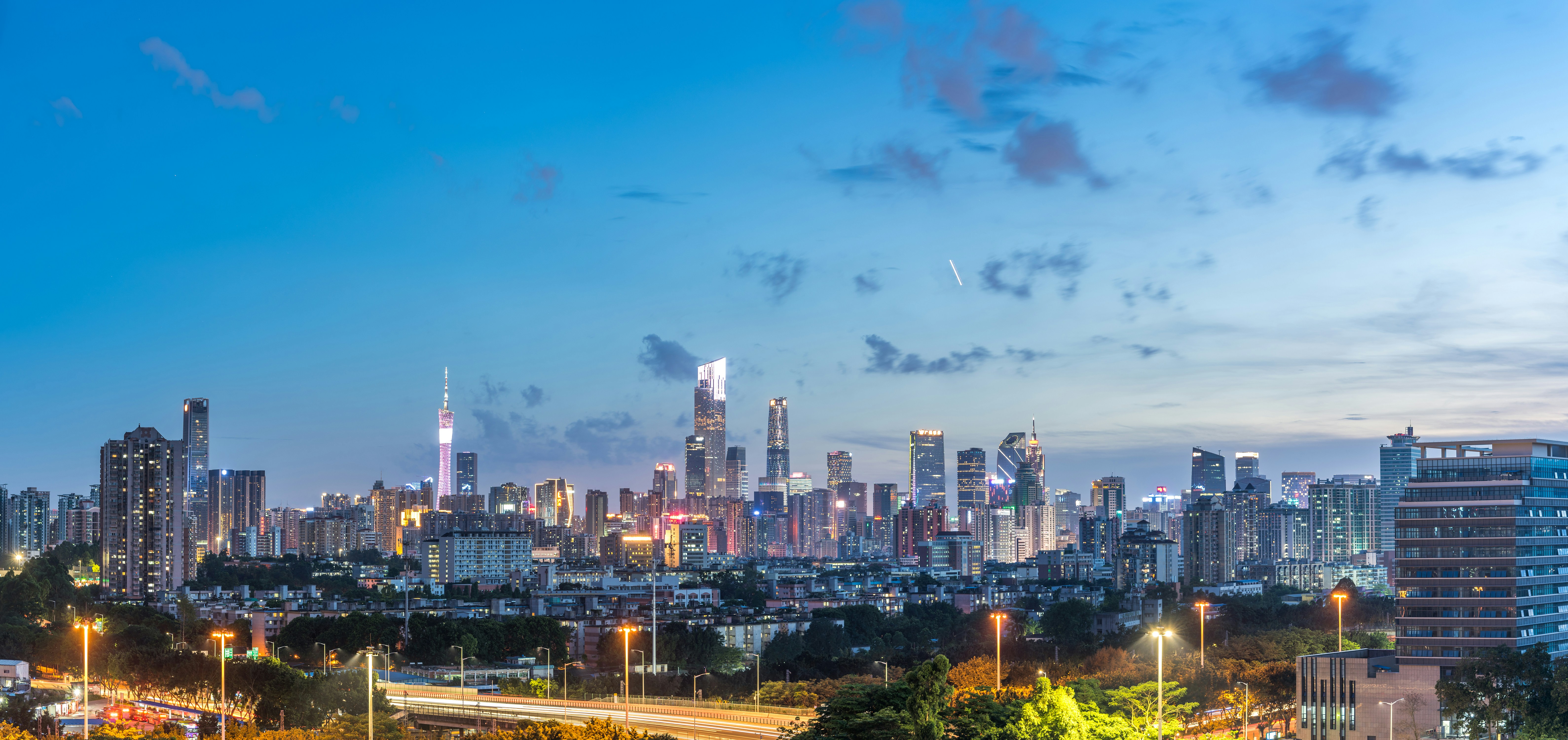 city with high-rise buildings at night time