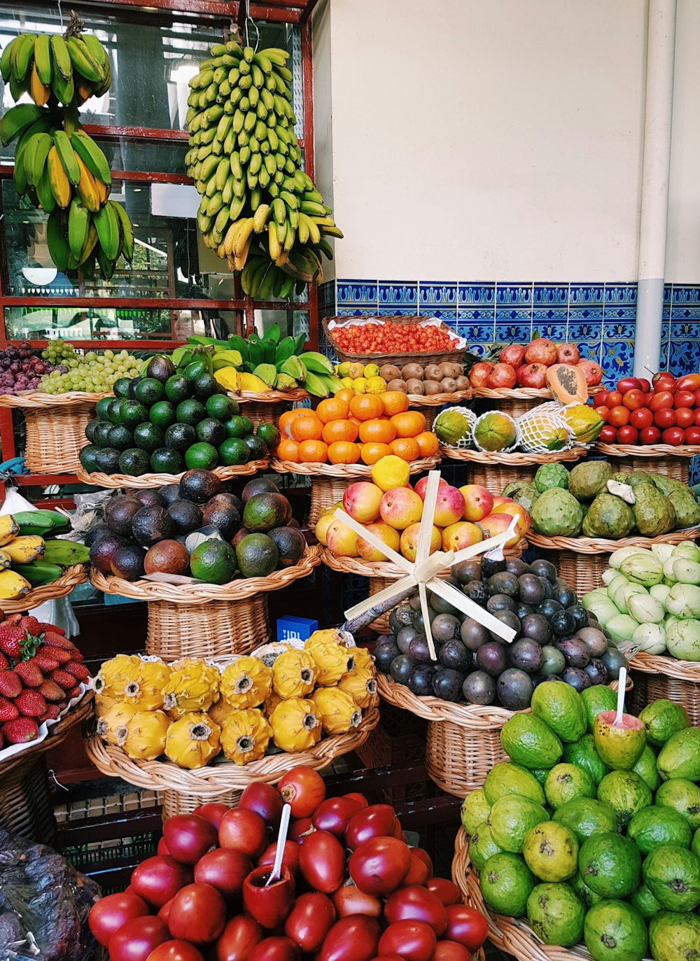 assorted fruits on display