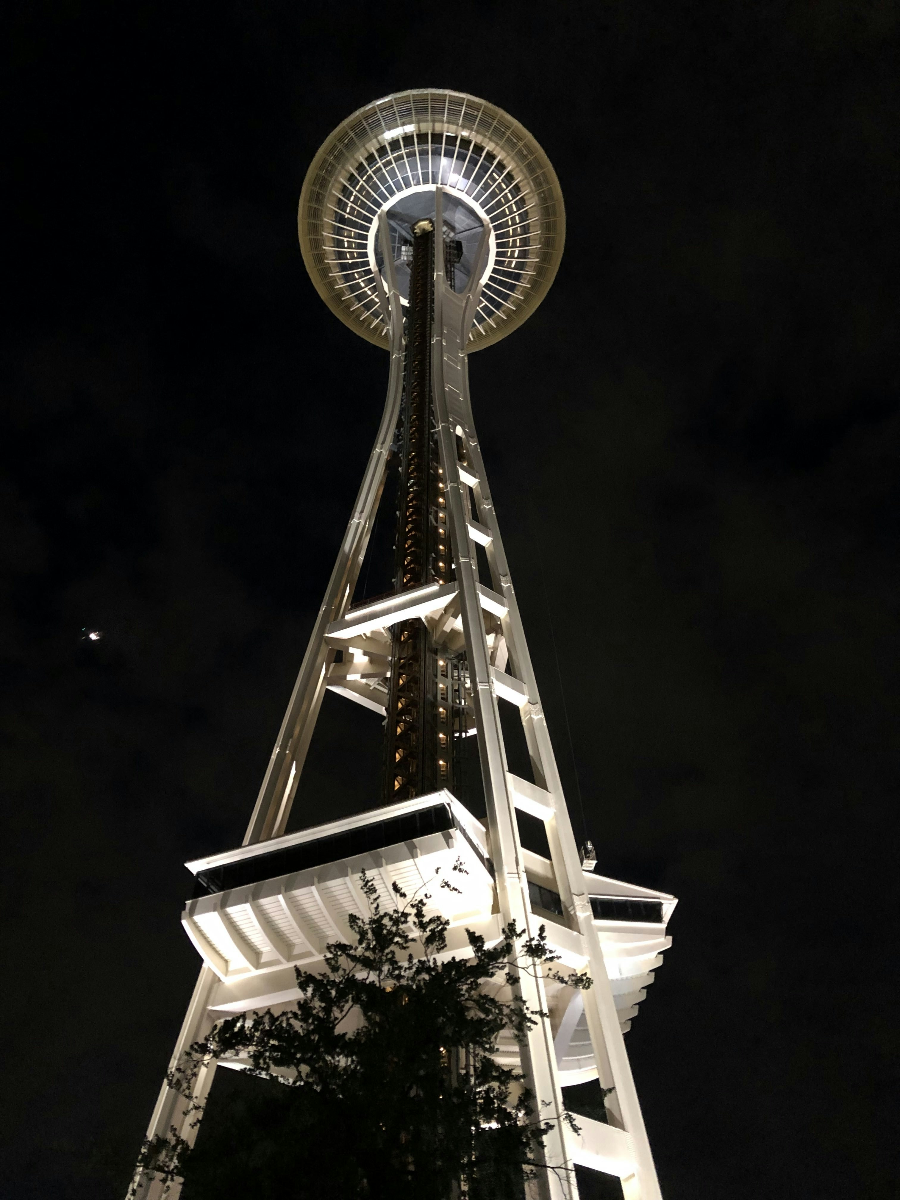 white tower at night time