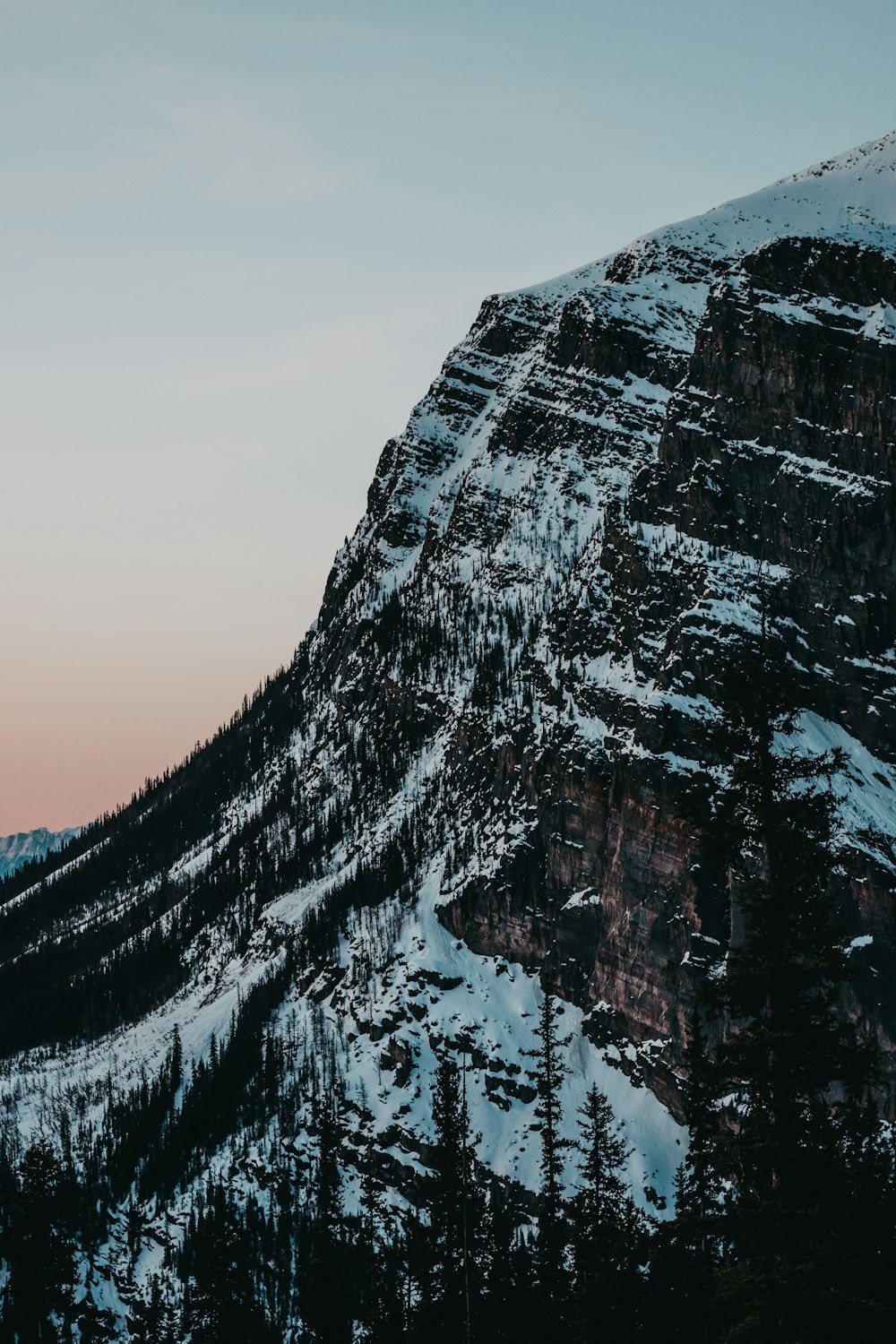 mountain range covered in snow