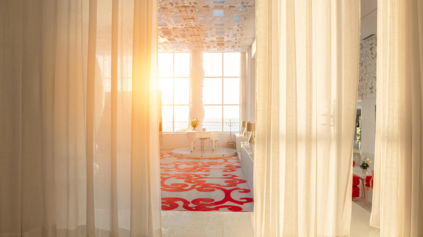 Empty room with curtain