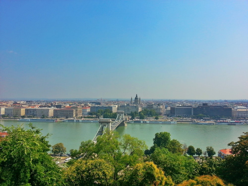 city skyline across river