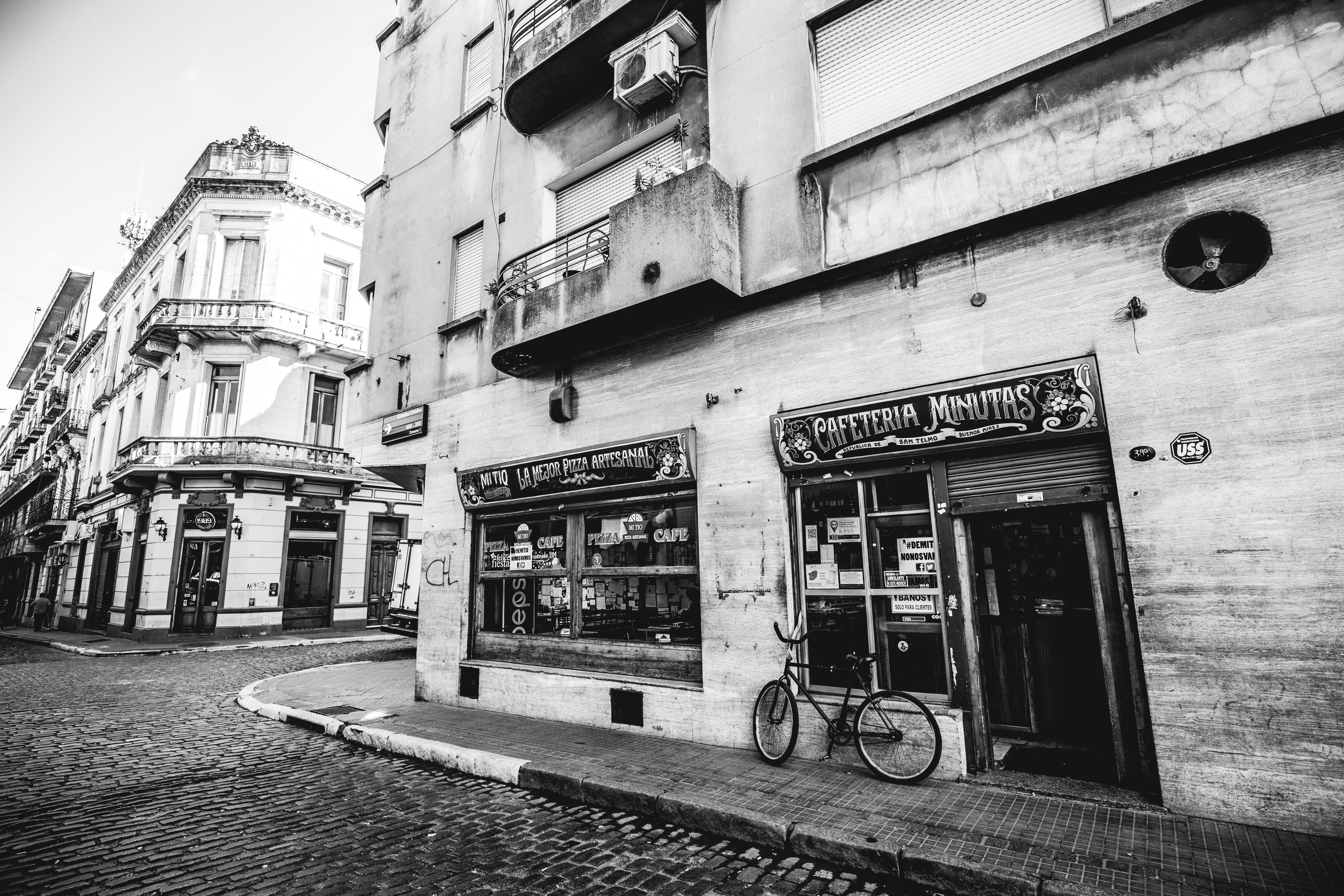 greyscale photography of builing, 