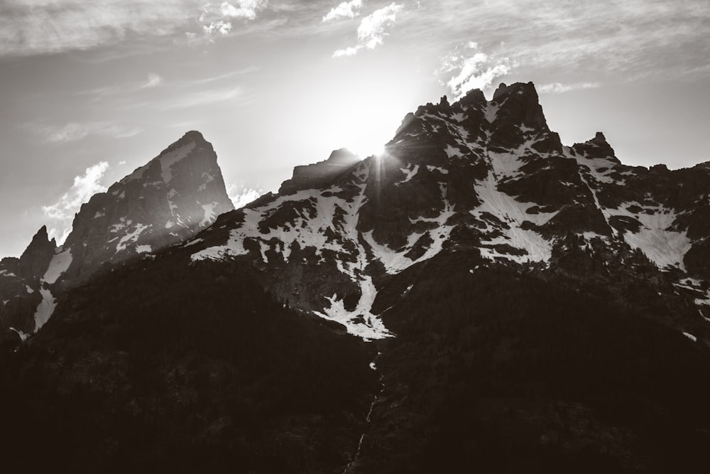 a black and white photo of the top of a mountain