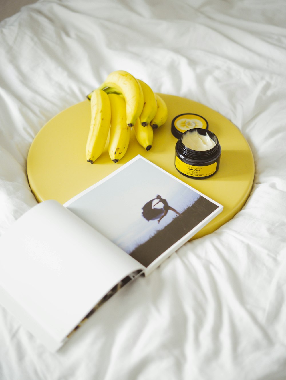 yellow banana on bed