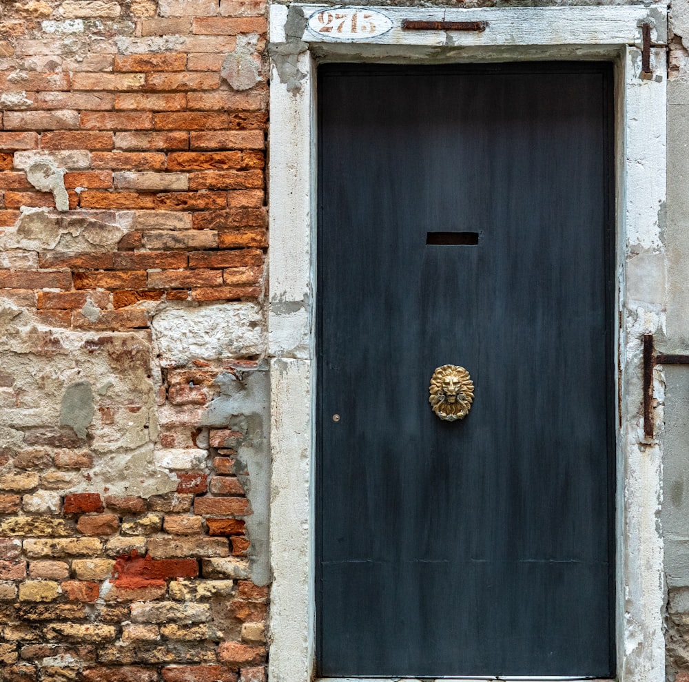 black wooden door