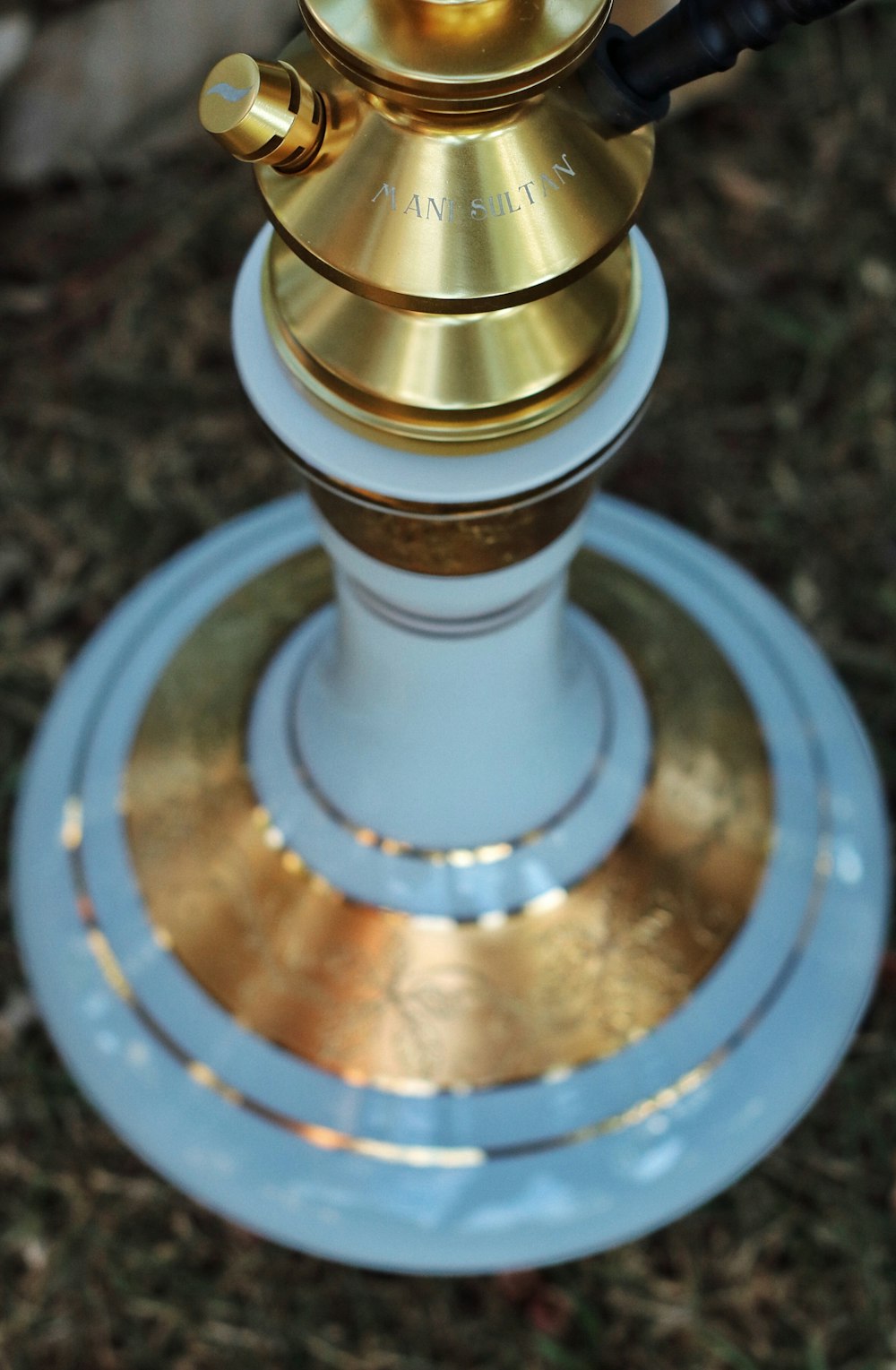 gold and white hookah base