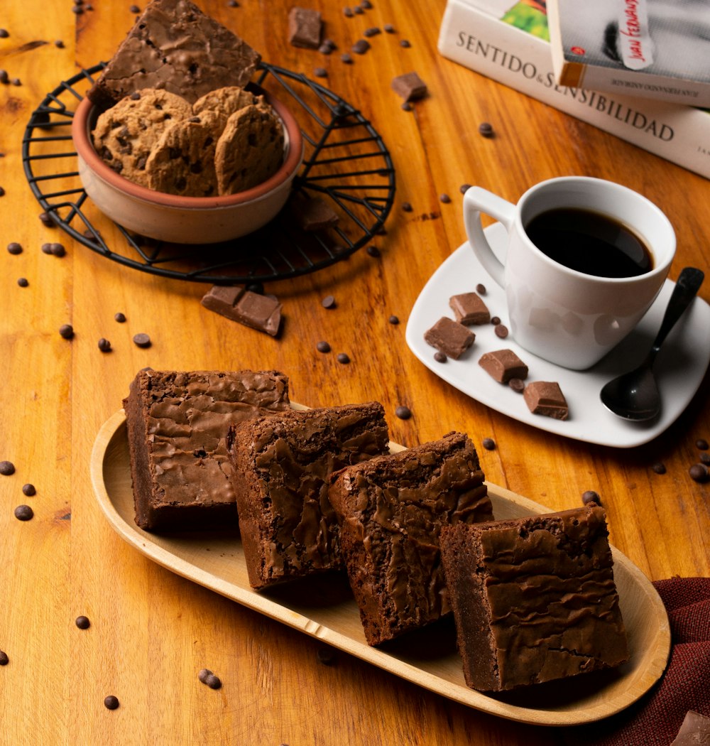 brownies in brown tray