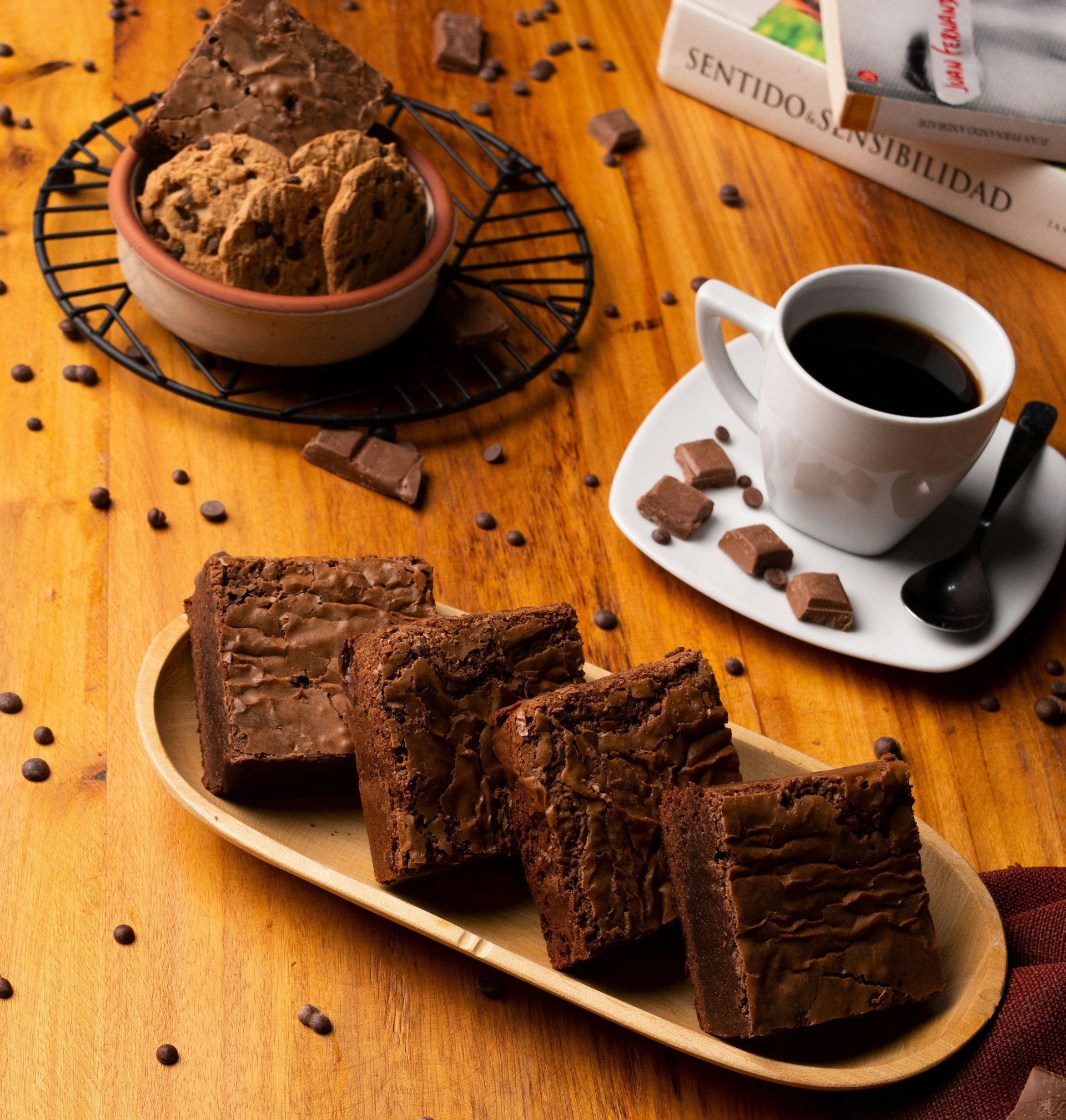 brownies in brown tray