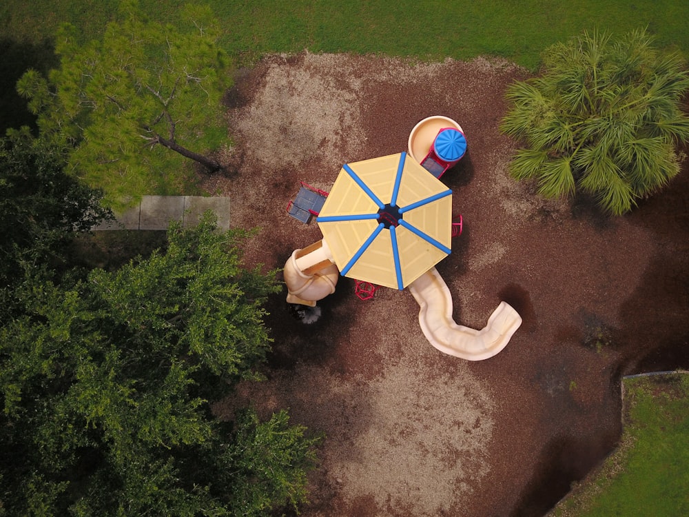 aerial photo of playground slide