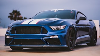 blue sports coupe