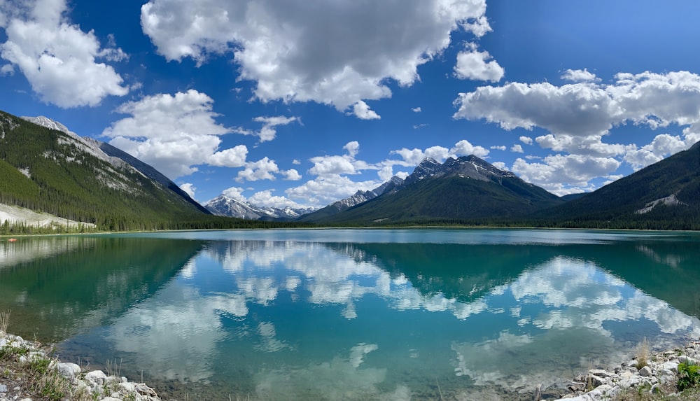 view of mountain lake with water reflection