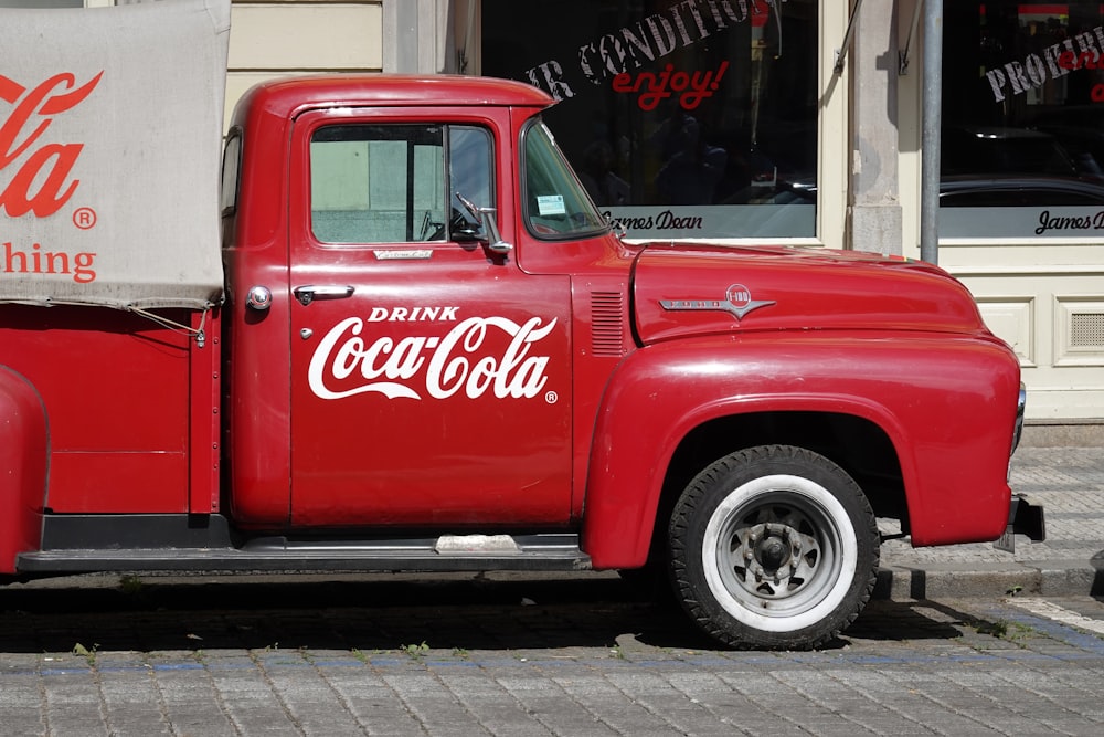 Coca-Cola truck park at the street