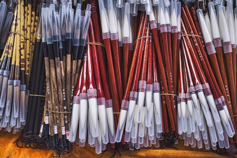 bundles of assorted painting brushes