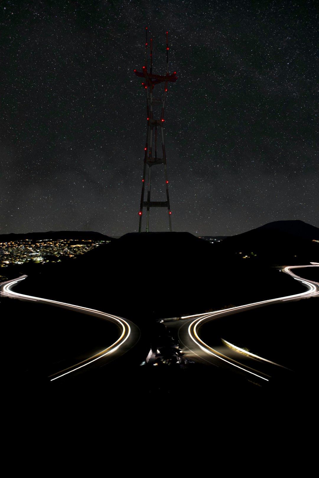 satellite tower during nighttime