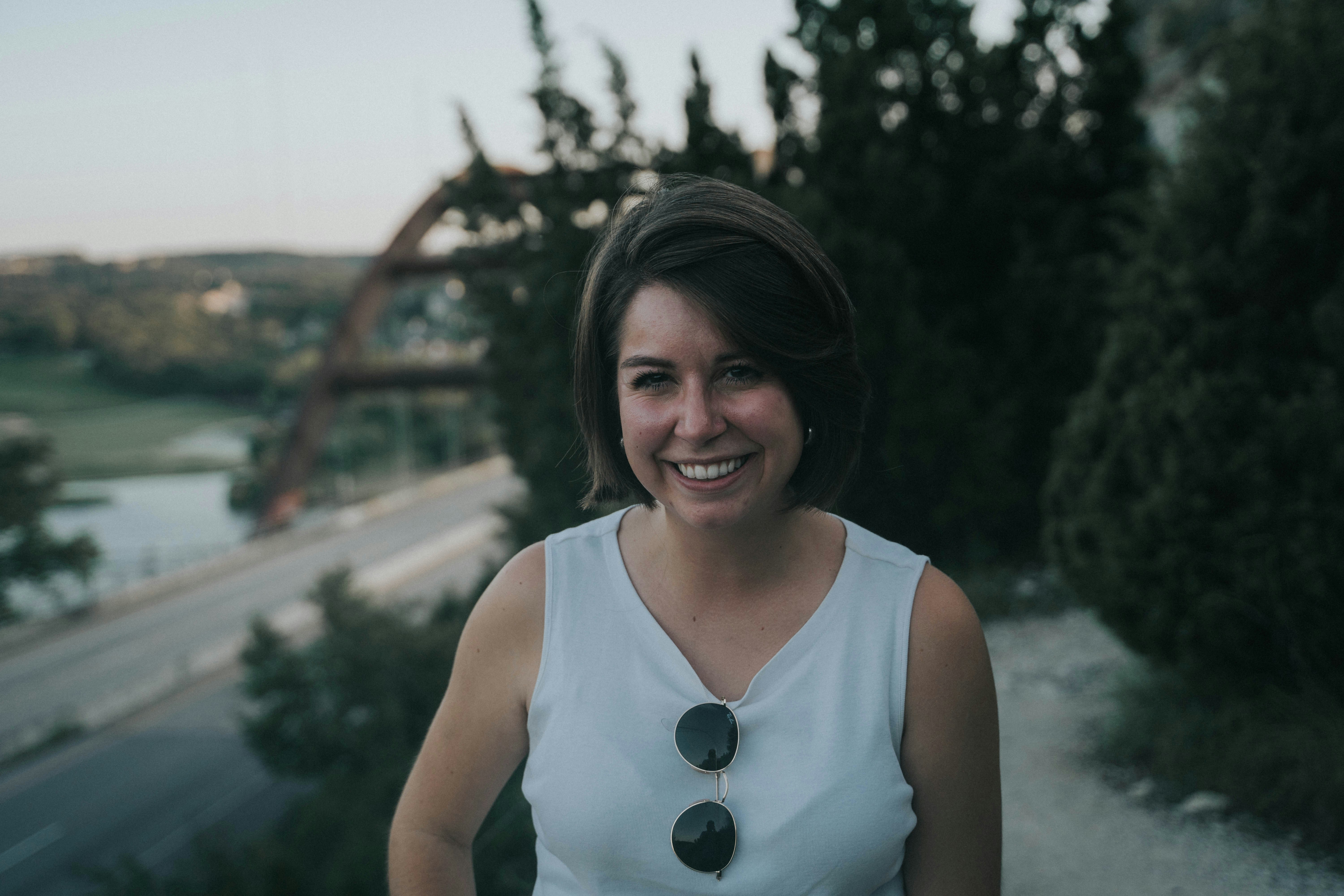 unknown person taking selfie outdoors