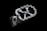 A close-up image of a metallic, machined part with a geometric design and bolts around the edges, placed against a black background.